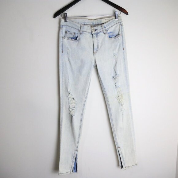 Rag & Bone Zipper Capri Distressed Destroyed Shredded Bleachout White Jean Sz 29 - Picture 1 of 11